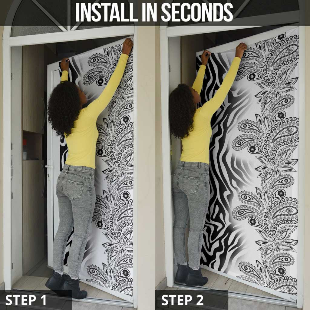 Africa Zebra Mix Paisley Tribal Pattern Door Cover