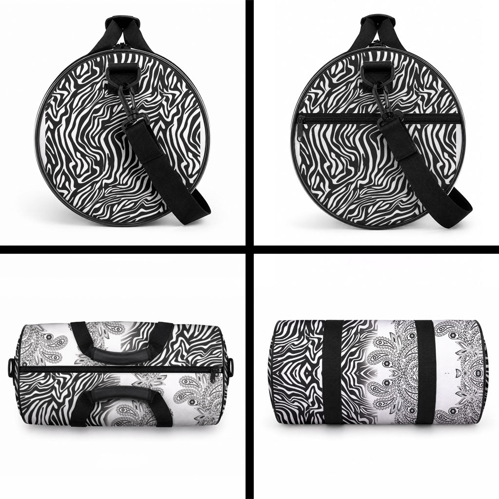 Africa Zebra Mix Paisley Tribal Pattern Duffle Bag