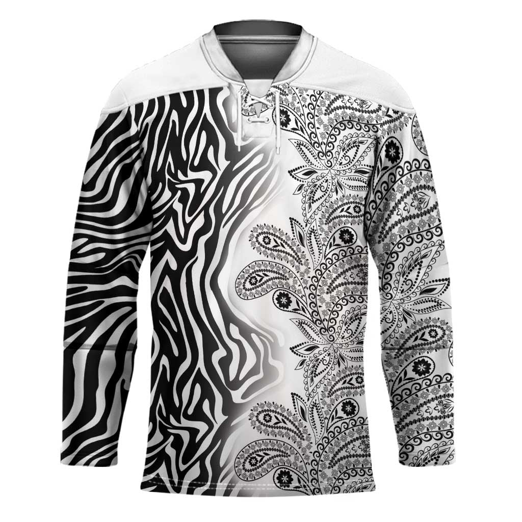 Africa Zebra Mix Paisley Tribal Pattern Hockey Jersey