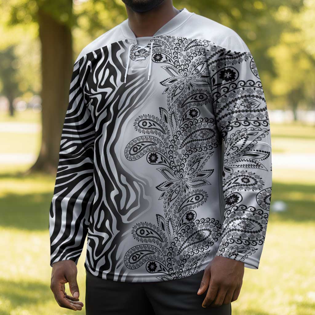 Africa Zebra Mix Paisley Tribal Pattern Hockey Jersey