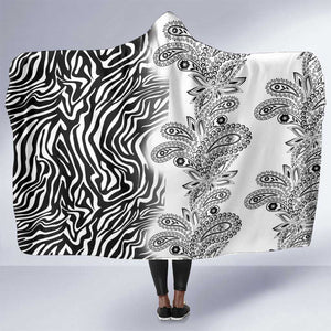 Afro Zebra Mix Paisley Tribal Pattern Hooded Blanket