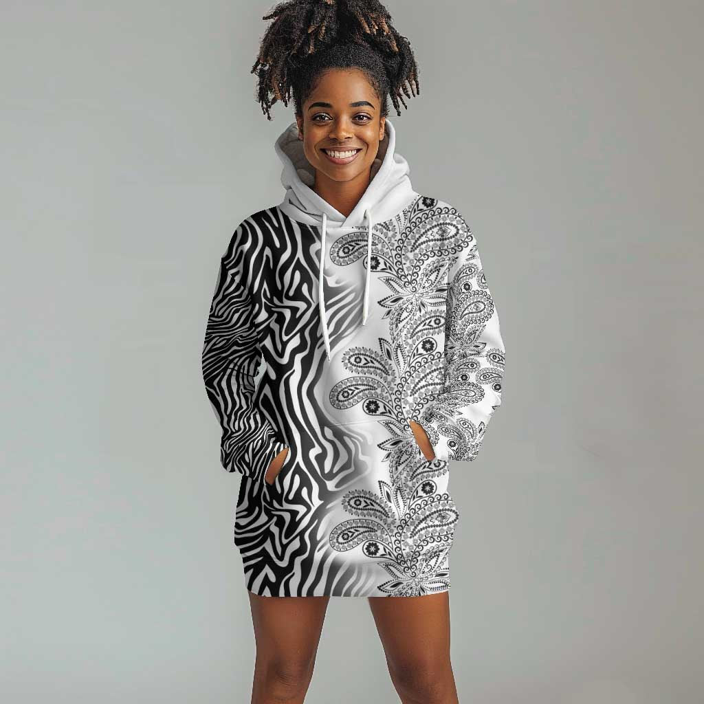 Afro Zebra Mix Paisley Tribal Pattern Hoodie Dress