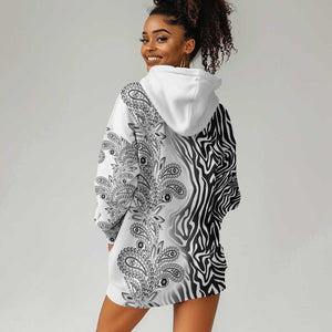 Afro Zebra Mix Paisley Tribal Pattern Hoodie Dress