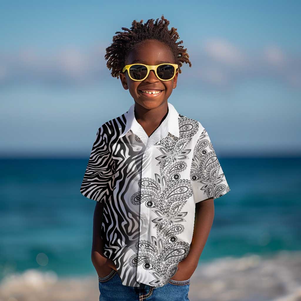 Afro Zebra Mix Paisley Tribal Pattern Kid Hawaiian Shirt