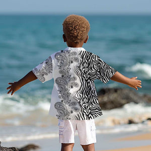 Afro Zebra Mix Paisley Tribal Pattern Kid Hawaiian Shirt