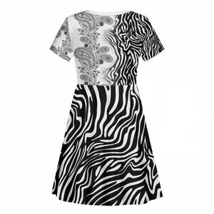 Afro Zebra Mix Paisley Tribal Pattern Kid Short Sleeve Dress