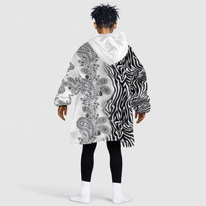 Afro Zebra Mix Paisley Tribal Pattern KId Wearable Blanket Hoodie