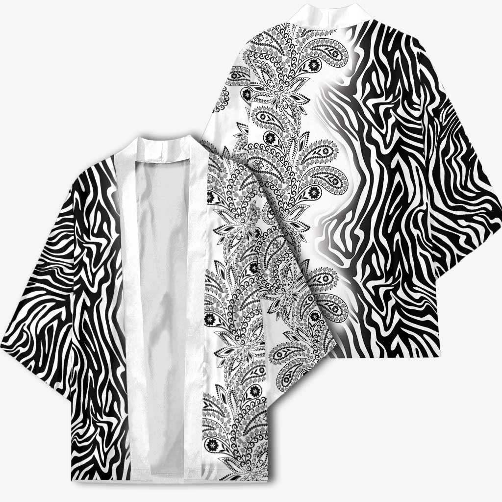 Africa Zebra Mix Paisley Tribal Pattern Kimono