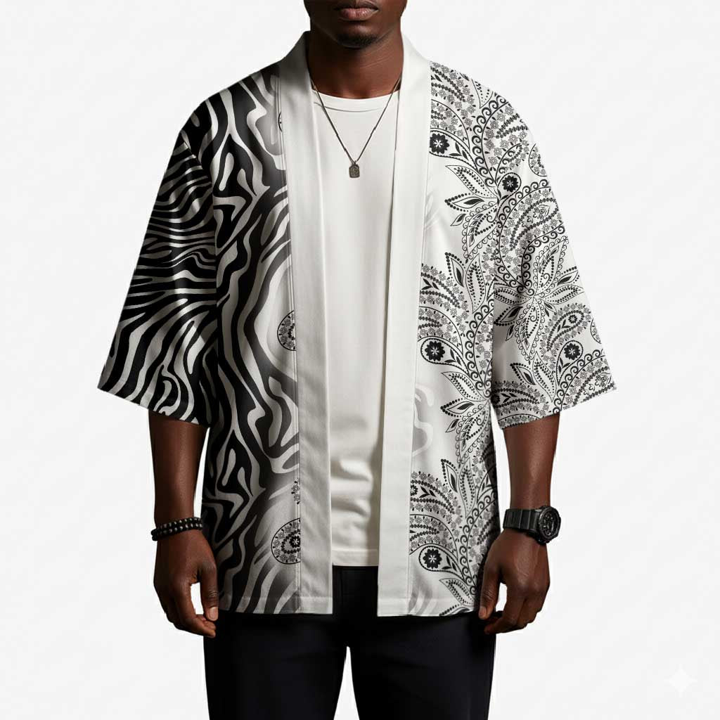 Africa Zebra Mix Paisley Tribal Pattern Kimono