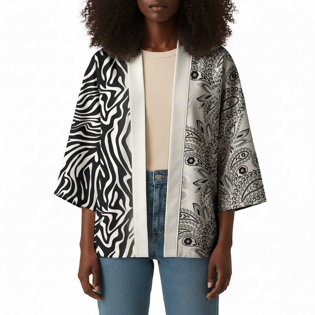 Africa Zebra Mix Paisley Tribal Pattern Kimono