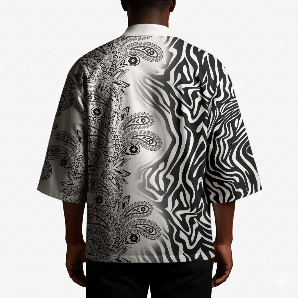 Africa Zebra Mix Paisley Tribal Pattern Kimono
