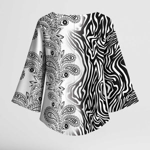 Africa Zebra Mix Paisley Tribal Pattern Kimono Sleeve Blouse
