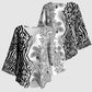 Africa Zebra Mix Paisley Tribal Pattern Kimono Sleeve Blouse