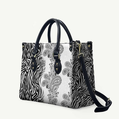 Africa Zebra Mix Paisley Tribal Pattern Leather Bag