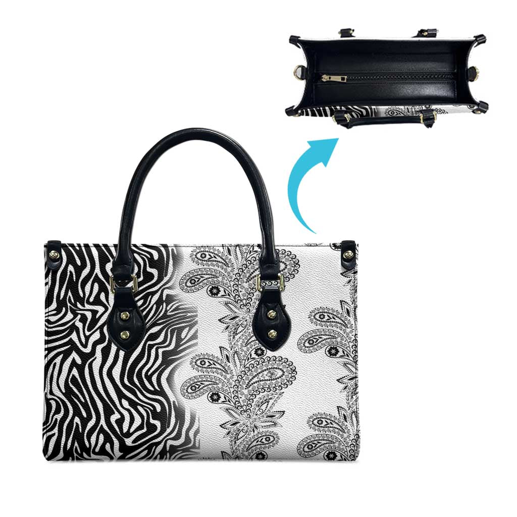 Africa Zebra Mix Paisley Tribal Pattern Leather Bag