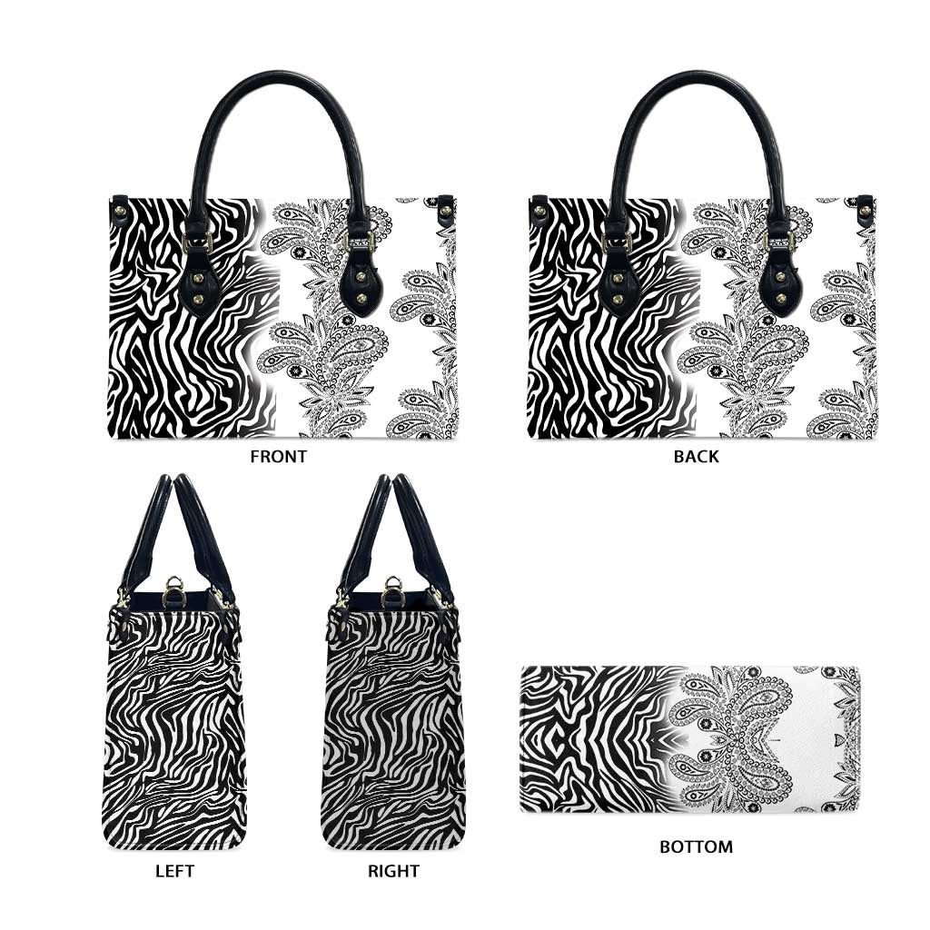 Africa Zebra Mix Paisley Tribal Pattern Leather Bag