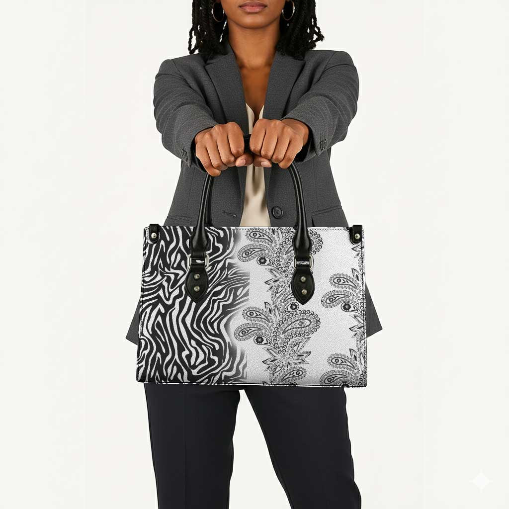 Africa Zebra Mix Paisley Tribal Pattern Leather Bag