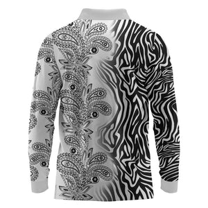 Afro Zebra Mix Paisley Tribal Pattern Long Sleeve Polo Shirt