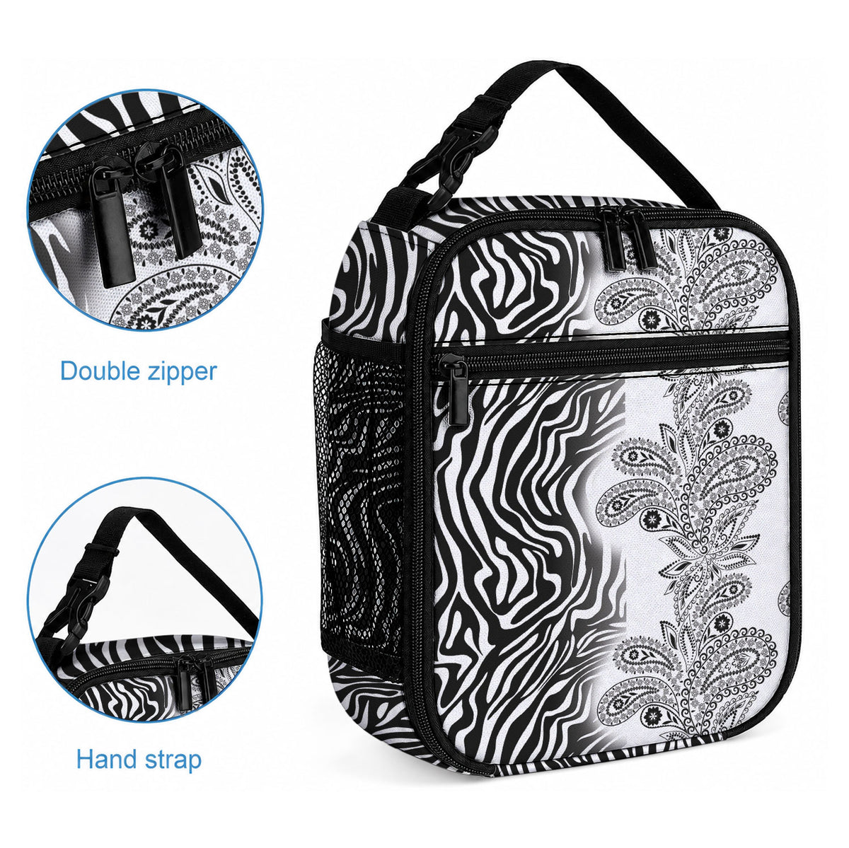 Africa Zebra Mix Paisley Tribal Pattern Lunch Bag