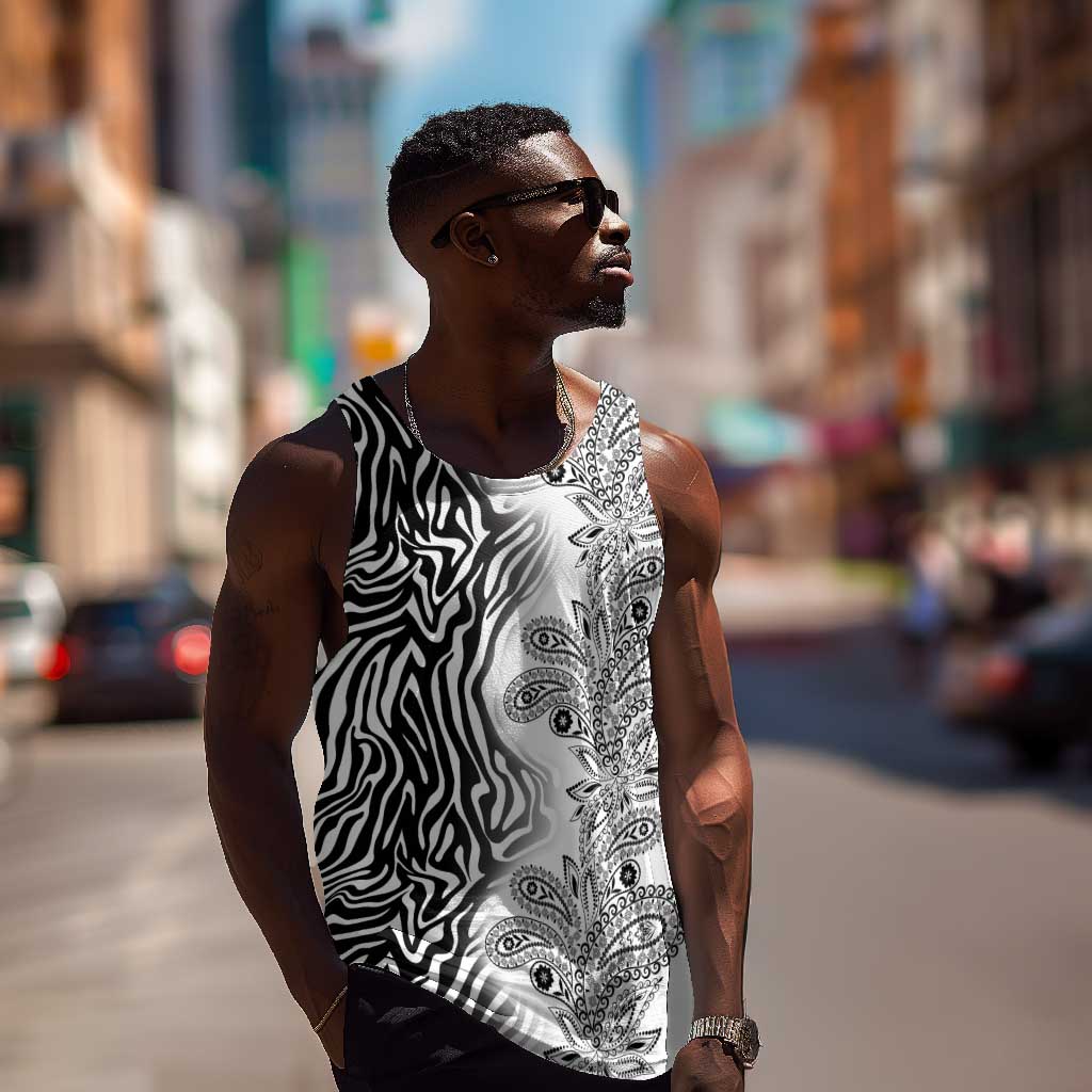 Afro Zebra Mix Paisley Tribal Pattern Men Tank Top