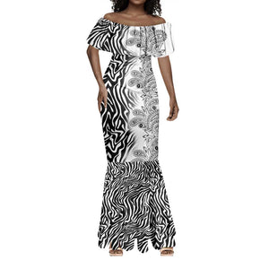 Afro Zebra Mix Paisley Tribal Pattern Mermaid Dress