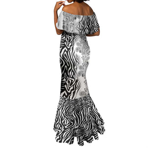 Afro Zebra Mix Paisley Tribal Pattern Mermaid Dress