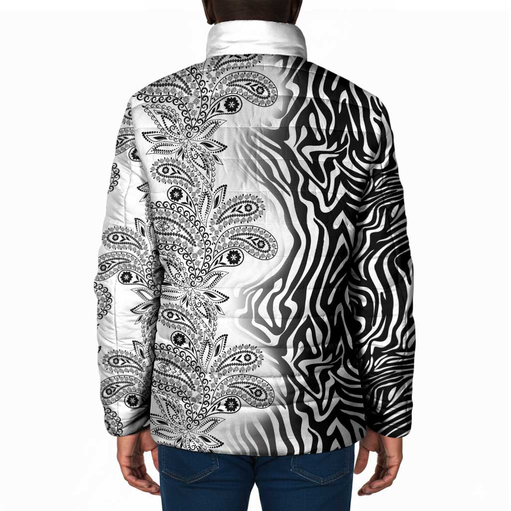 Africa Zebra Mix Paisley Tribal Pattern Padded Jacket