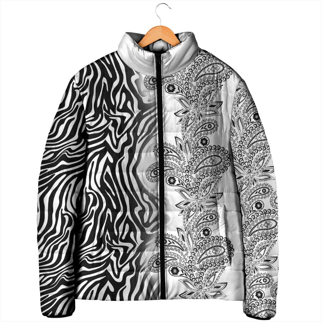 Africa Zebra Mix Paisley Tribal Pattern Padded Jacket