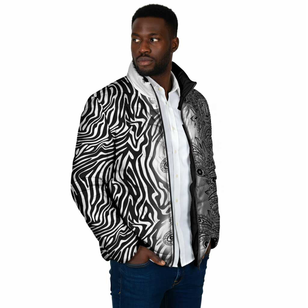 Africa Zebra Mix Paisley Tribal Pattern Padded Jacket