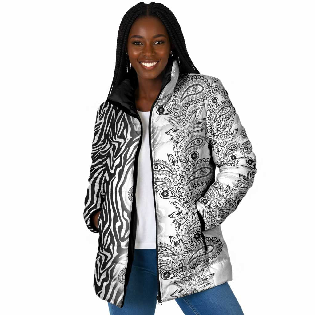 Africa Zebra Mix Paisley Tribal Pattern Padded Jacket