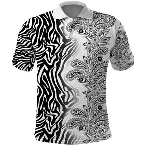 Afro Zebra Mix Paisley Tribal Pattern Polo Shirt