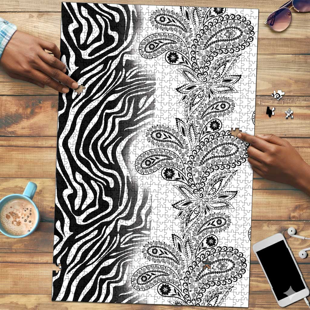 Africa Zebra Mix Paisley Tribal Pattern Puzzle