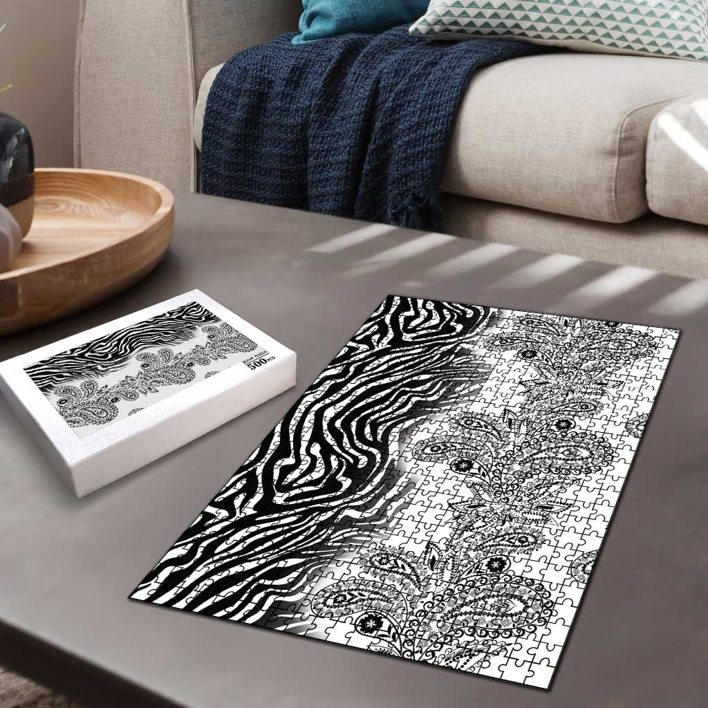 Africa Zebra Mix Paisley Tribal Pattern Puzzle