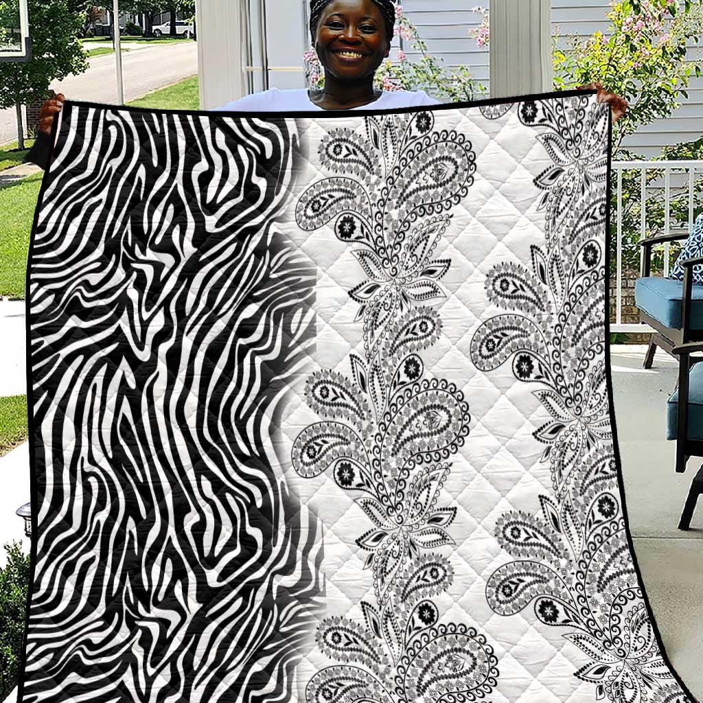 Afro Zebra Mix Paisley Tribal Pattern Quilt