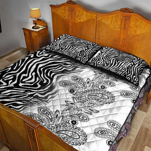 Afro Zebra Mix Paisley Tribal Pattern Quilt Bed Set