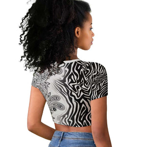 Afro Zebra Mix Paisley Tribal Pattern Raglan Cropped T shirt