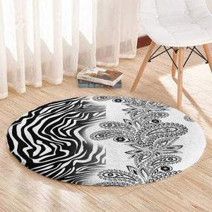 Afro Zebra Mix Paisley Tribal Pattern Round Carpet