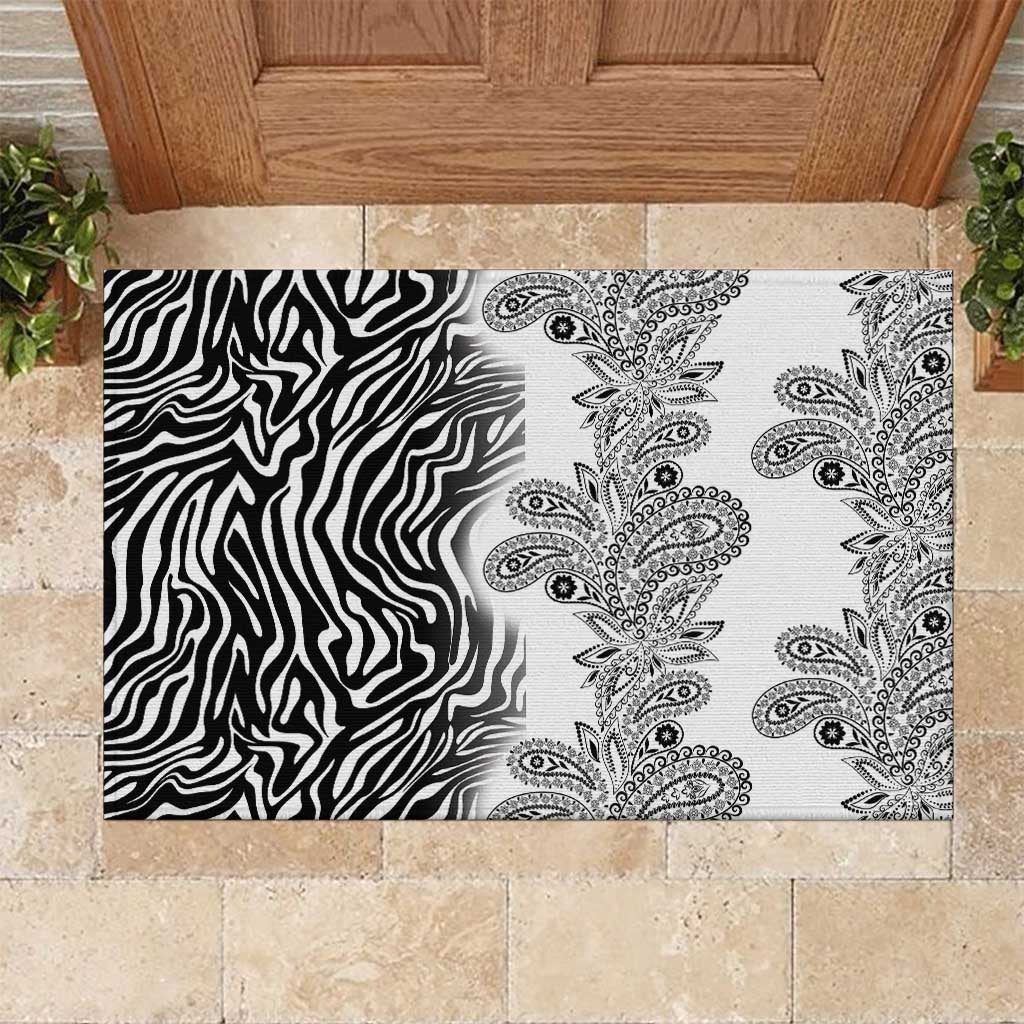 Afro Zebra Mix Paisley Tribal Pattern Rubber Doormat