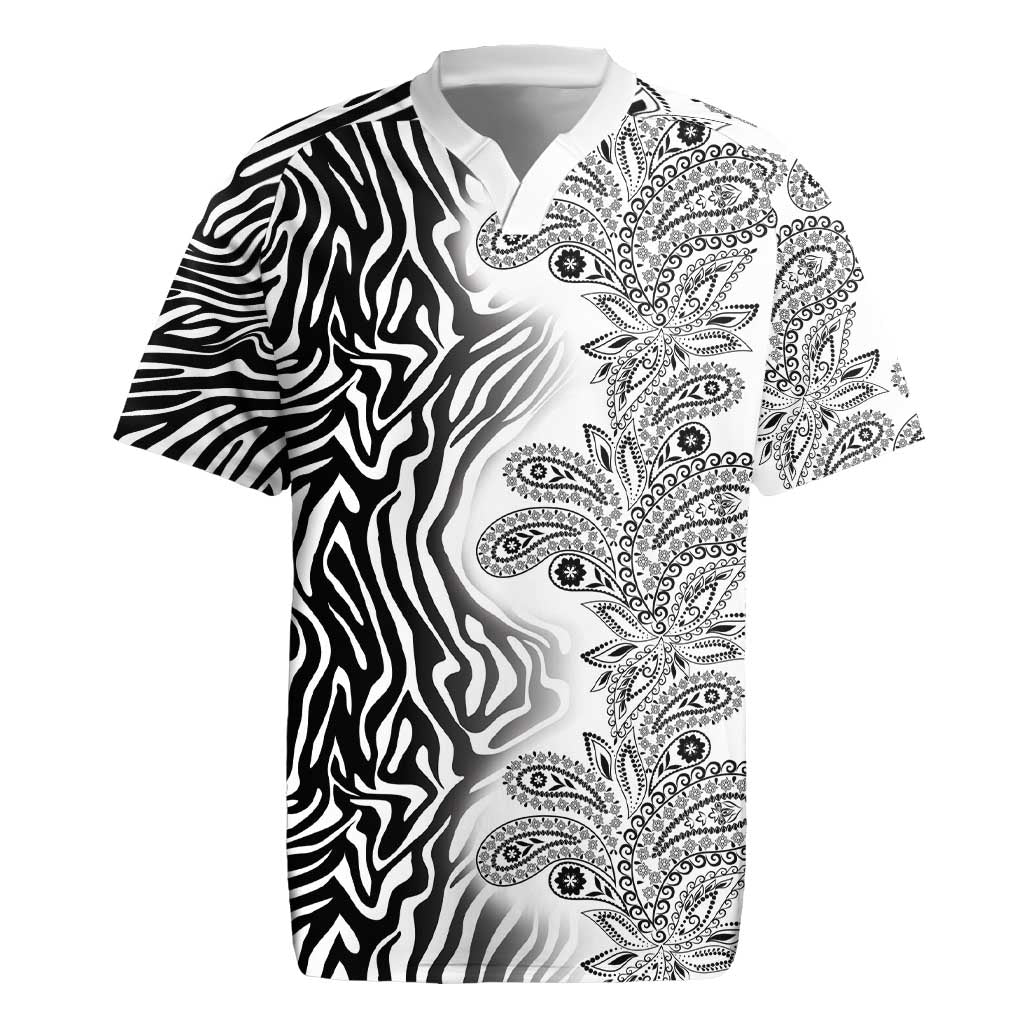 Afro Zebra Mix Paisley Tribal Pattern Rugby Jersey