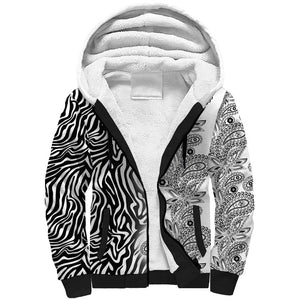 Afro Zebra Mix Paisley Tribal Pattern Sherpa Hoodie