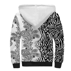 Afro Zebra Mix Paisley Tribal Pattern Sherpa Hoodie