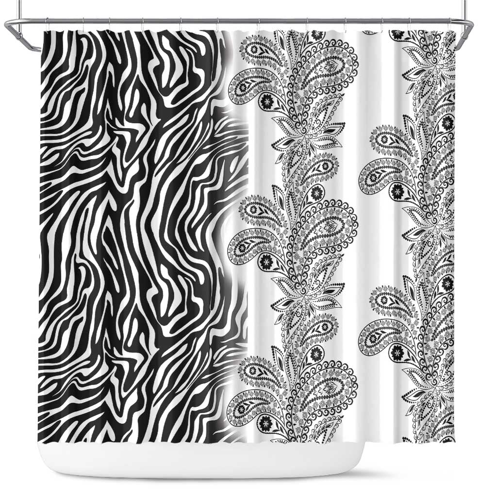 Afro Zebra Mix Paisley Tribal Pattern Shower Curtain