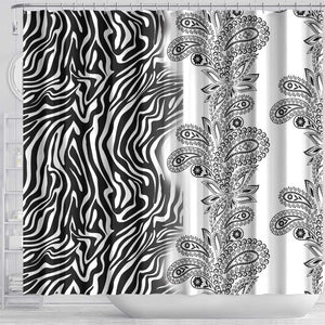 Afro Zebra Mix Paisley Tribal Pattern Shower Curtain