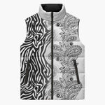 Africa Zebra Mix Paisley Tribal Pattern Sleeveless Puffer Jacket