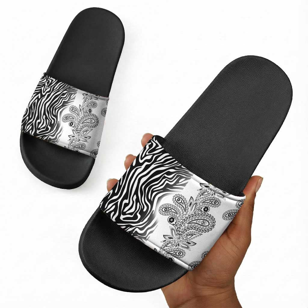 Africa Zebra Mix Paisley Tribal Pattern Slide Sandals