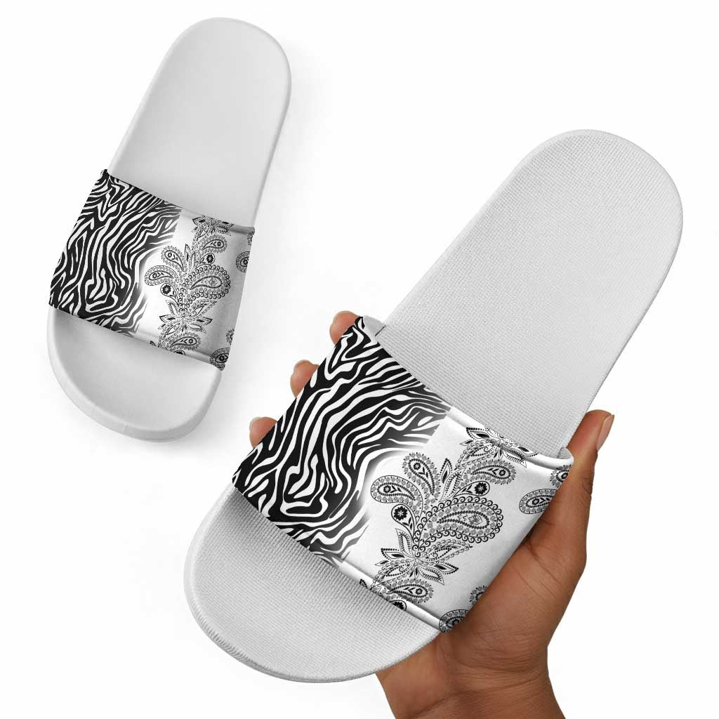 Africa Zebra Mix Paisley Tribal Pattern Slide Sandals