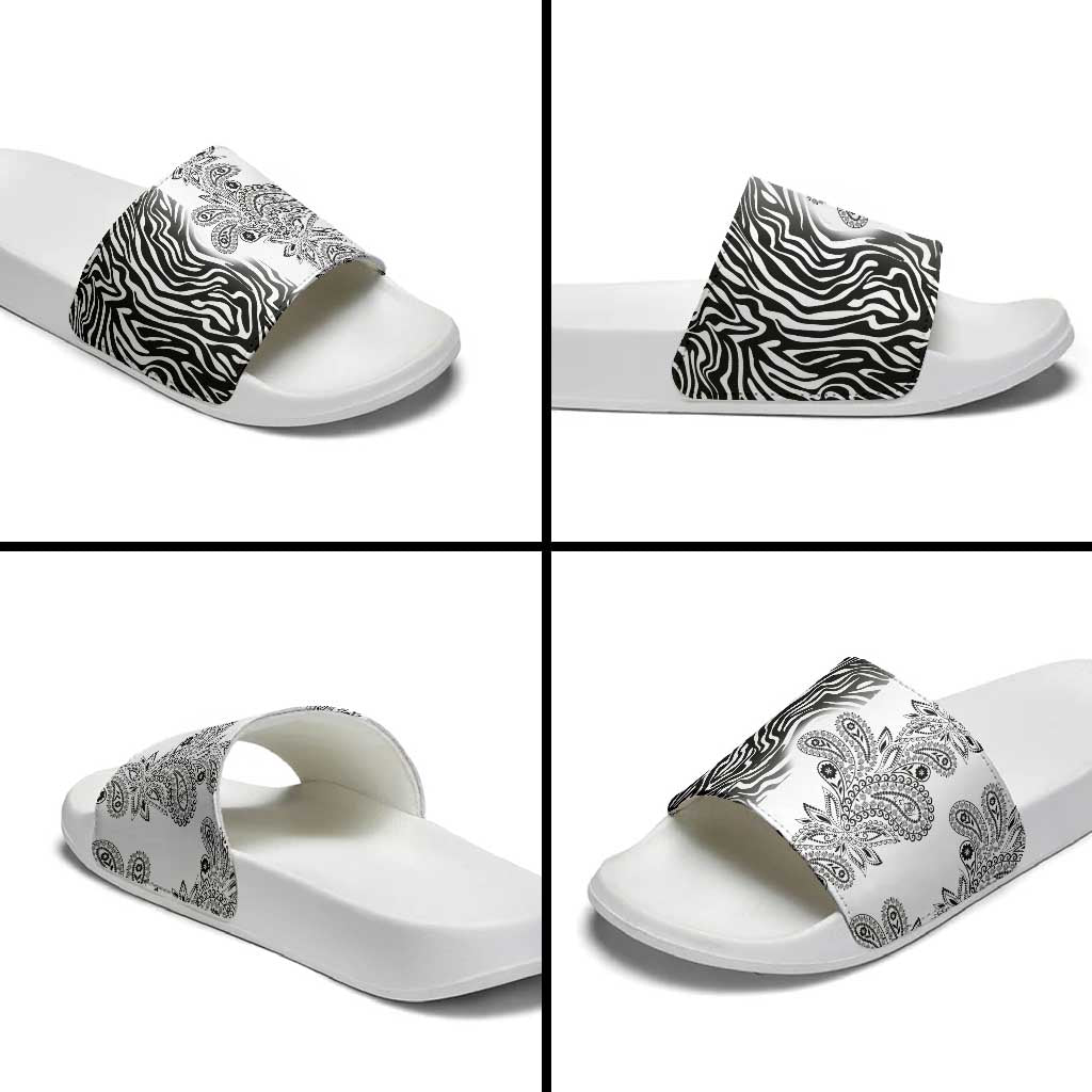 Africa Zebra Mix Paisley Tribal Pattern Slide Sandals