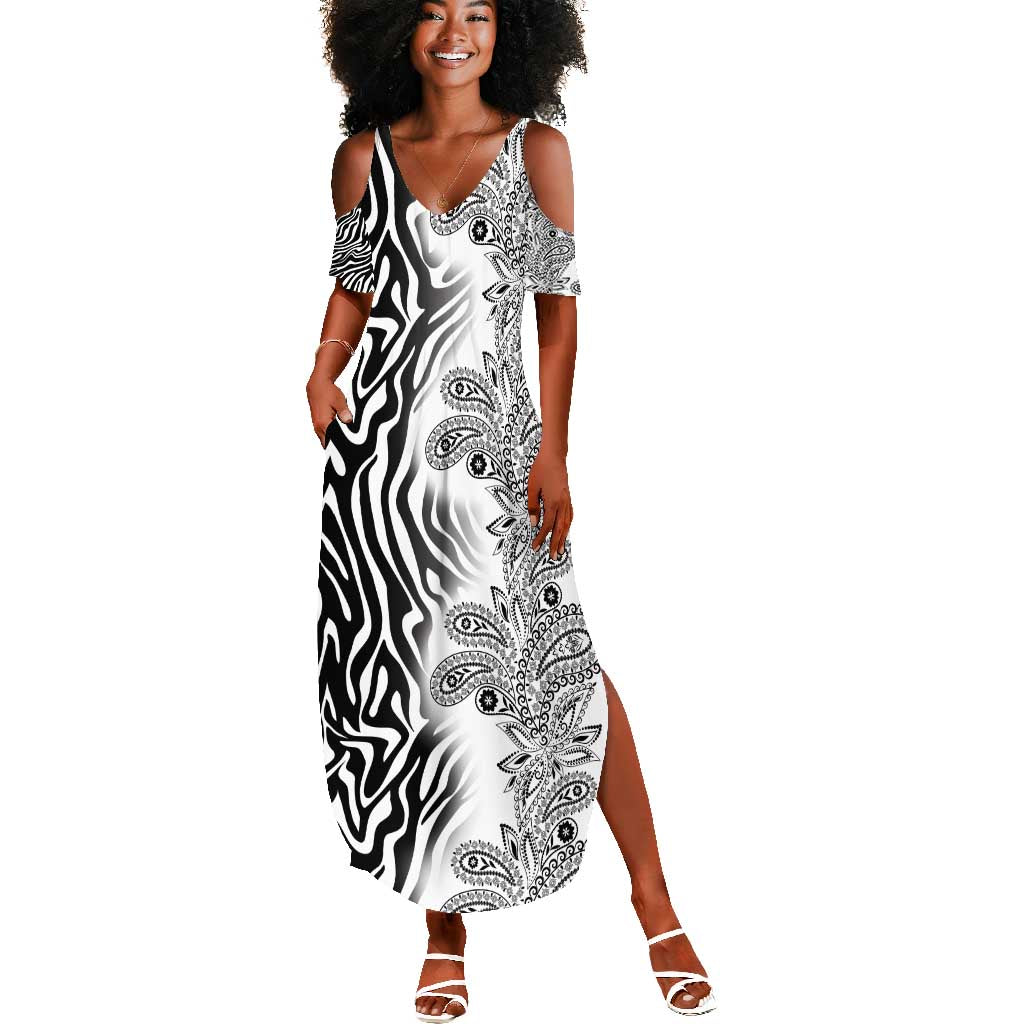 Afro Zebra Mix Paisley Tribal Pattern Summer Maxi Dress