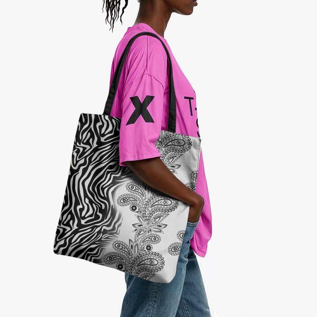 Africa Zebra Mix Paisley Tribal Pattern Tote Bag
