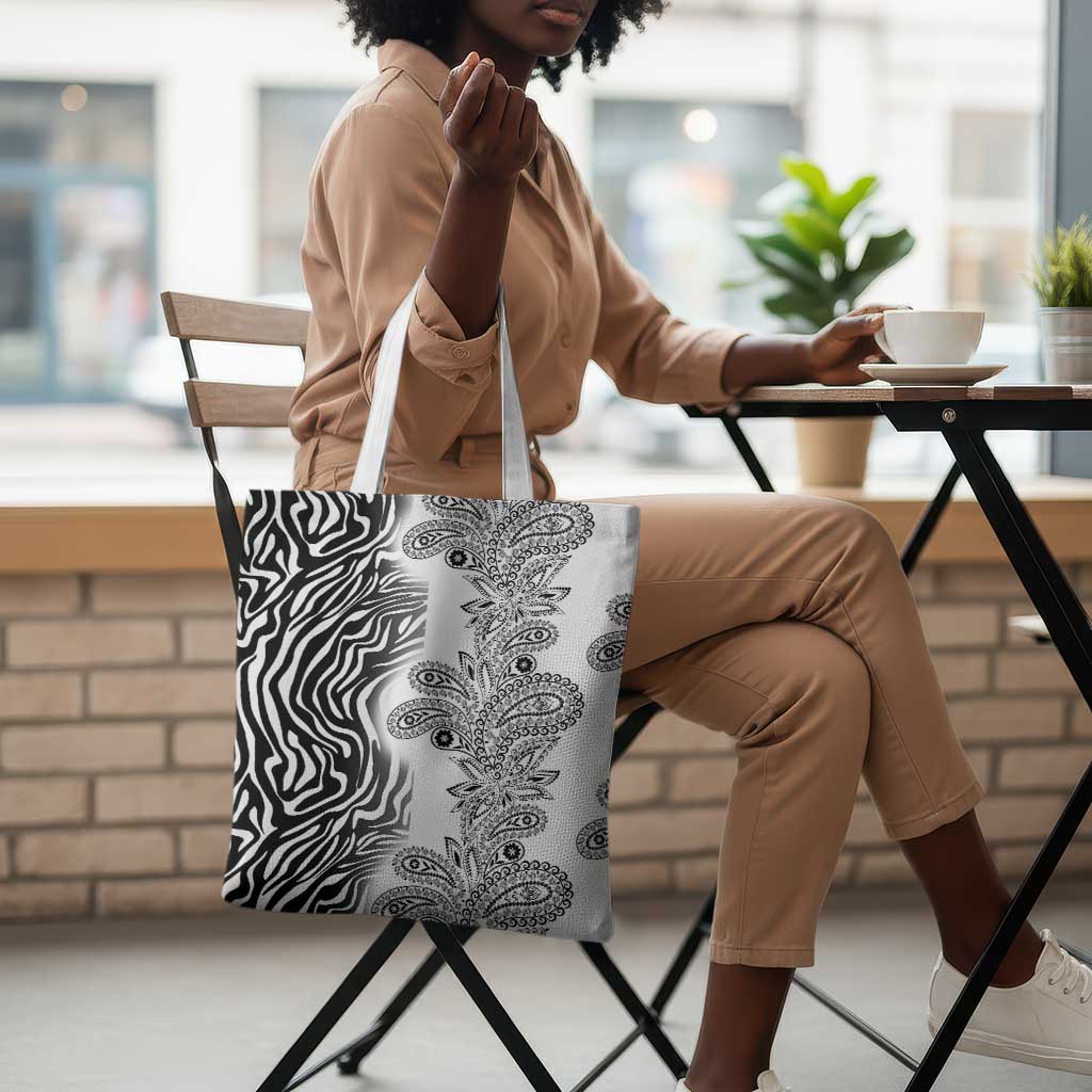 Africa Zebra Mix Paisley Tribal Pattern Tote Bag